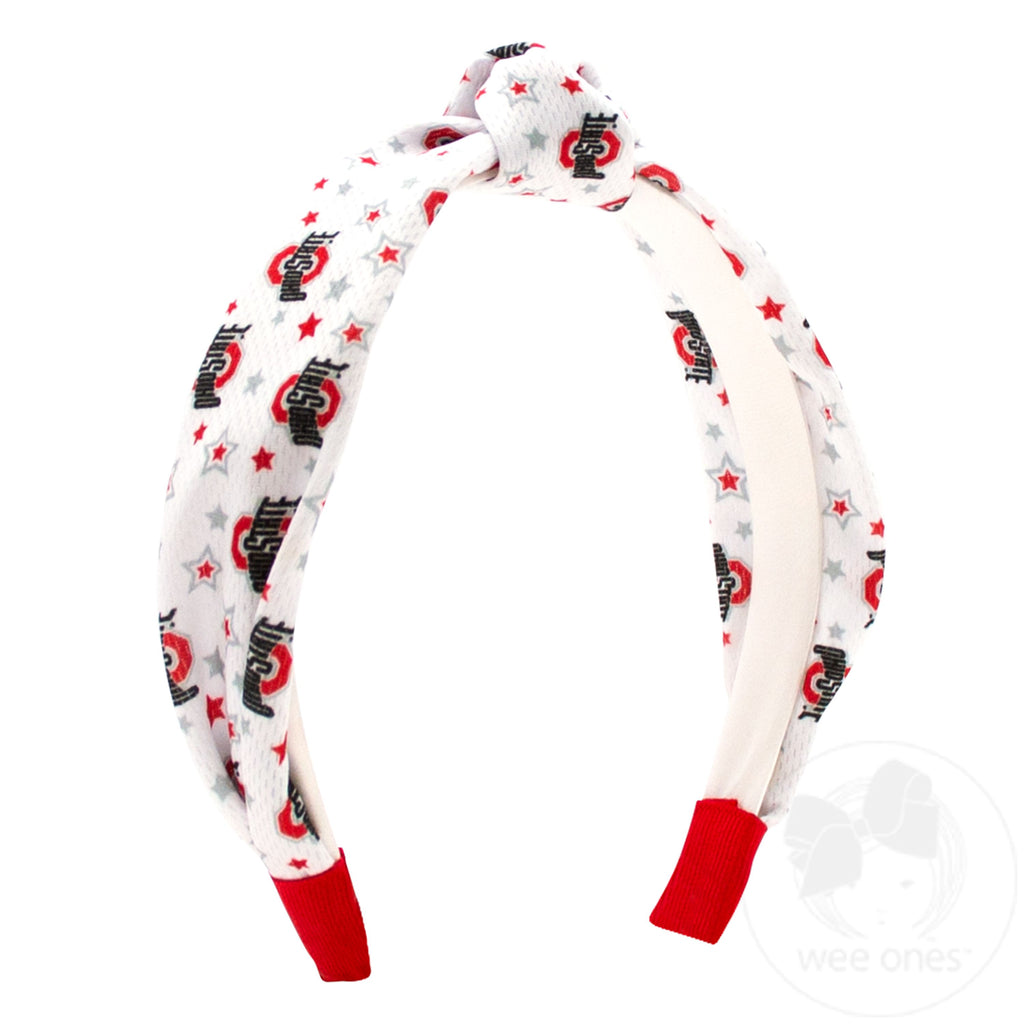 Signature Collegiate Logo Print Soft Ripple-Textured Knot Wrap Headband