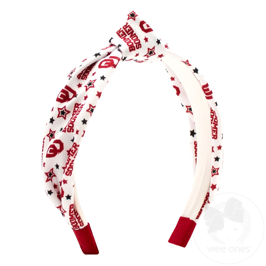 Signature Collegiate Logo Print Soft Ripple-Textured Knot Wrap Headband