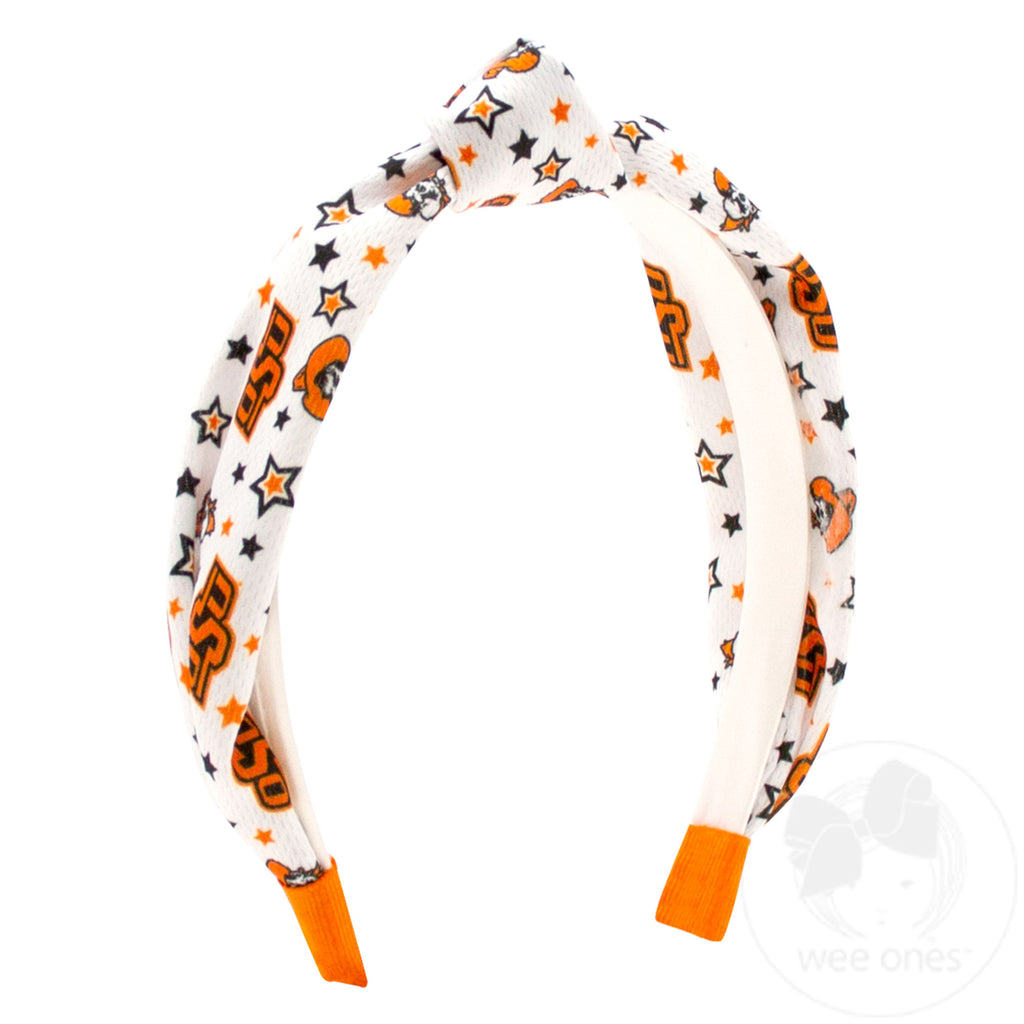 Signature Collegiate Logo Print Soft Ripple-Textured Knot Wrap Headband