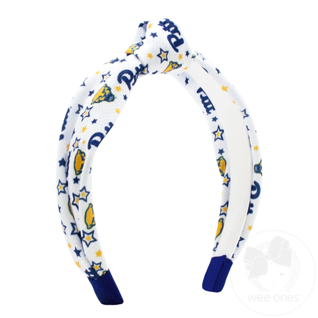 Signature Collegiate Logo Print Soft Ripple-Textured Knot Wrap Headband