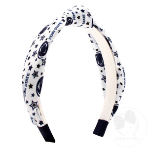 Signature Collegiate Logo Print Soft Ripple-Textured Knot Wrap Headband