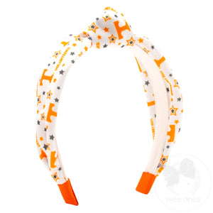 Signature Collegiate Logo Print Soft Ripple-Textured Knot Wrap Headband