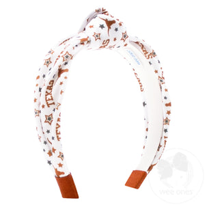 Signature Collegiate Logo Print Soft Ripple-Textured Knot Wrap Headband