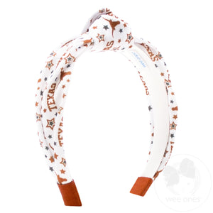 Signature Collegiate Logo Print Soft Ripple-Textured Knot Wrap Headband