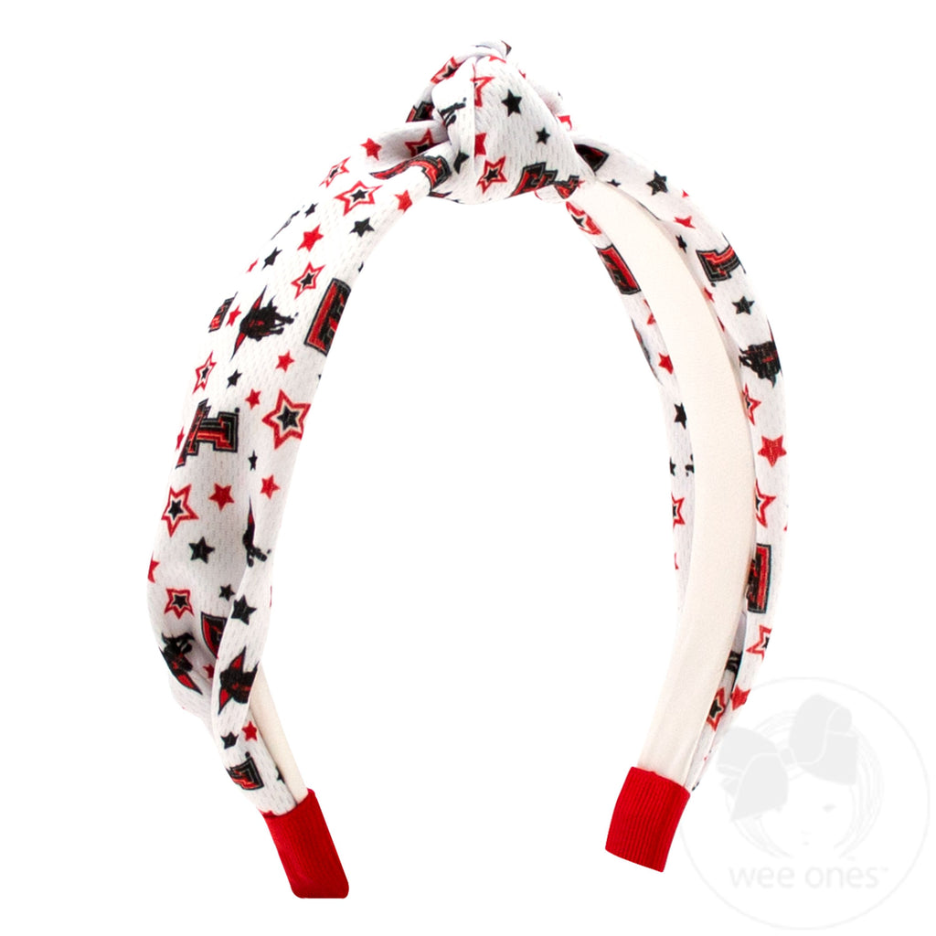 Signature Collegiate Logo Print Soft Ripple-Textured Knot Wrap Headband