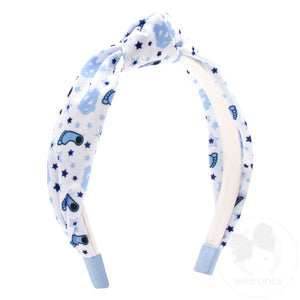 Signature Collegiate Logo Print Soft Ripple-Textured Knot Wrap Headband