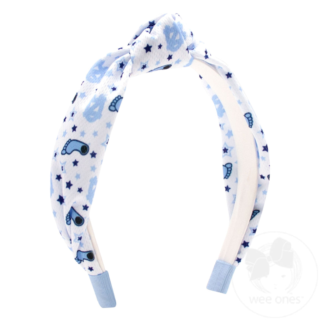 Signature Collegiate Logo Print Soft Ripple-Textured Knot Wrap Headband