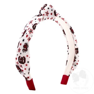 Signature Collegiate Logo Print Soft Ripple-Textured Knot Wrap Headband