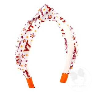 Signature Collegiate Logo Print Soft Ripple-Textured Knot Wrap Headband