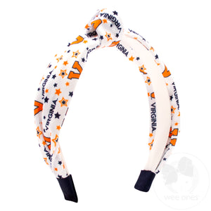 Signature Collegiate Logo Print Soft Ripple-Textured Knot Wrap Headband