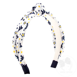 Signature Collegiate Logo Print Soft Ripple-Textured Knot Wrap Headband