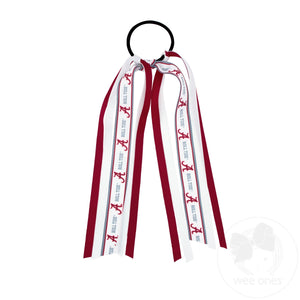Collegiate Logo Print Streamer Ribbons on Ponytail
