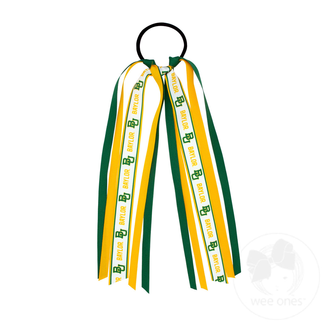 Baylor Logo Print Streamer Ribbons on Ponytail