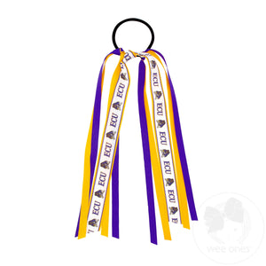 East Carolina Logo Print Streamer Ribbons on Ponytail