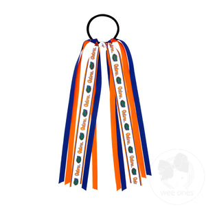 Florida Logo Print Streamer Ribbons on Ponytail