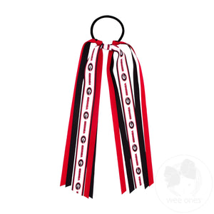Georgia Logo Print Streamer Ribbons on Ponytail