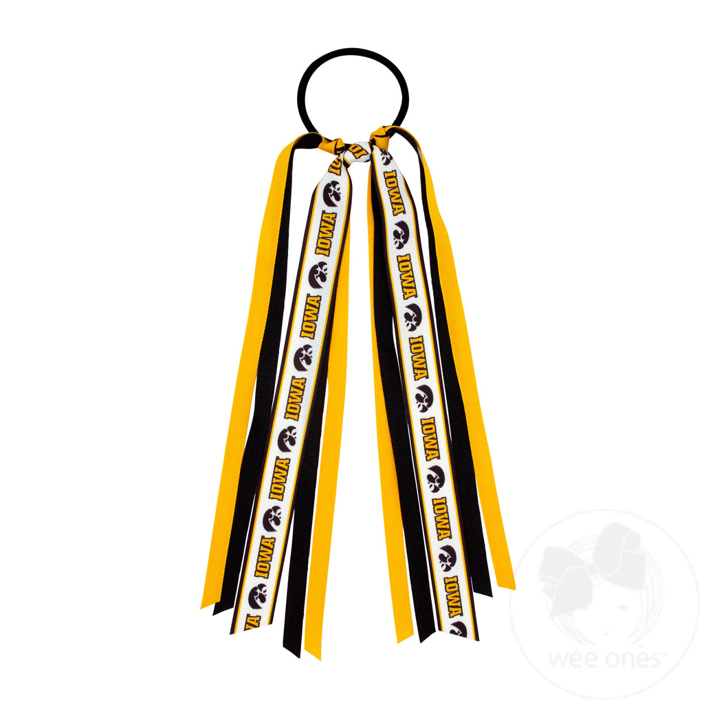 Iowa Logo Print Streamer Ribbons on Ponytail