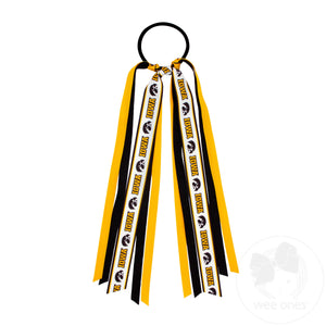 Iowa Logo Print Streamer Ribbons on Ponytail