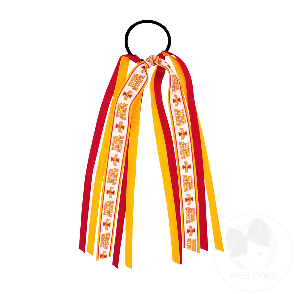 Iowa State Logo Print Streamer Ribbons on Ponytail