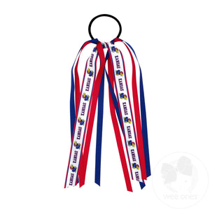 Kansas Logo Print Streamer Ribbons on Ponytail