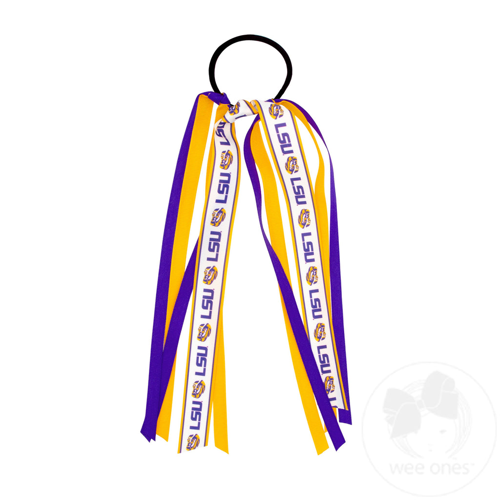 Louisiana State Logo Print Streamer Ribbons on Ponytail