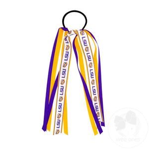 Louisiana State Logo Print Streamer Ribbons on Ponytail