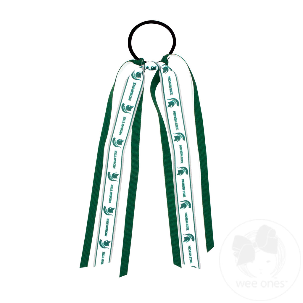 Michigan State Logo Print Streamer Ribbons on Ponytail