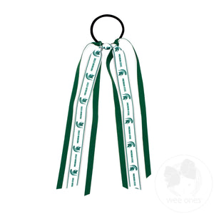 Michigan State Logo Print Streamer Ribbons on Ponytail