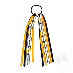 Michigan Logo Print Streamer Ribbons on Ponytail
