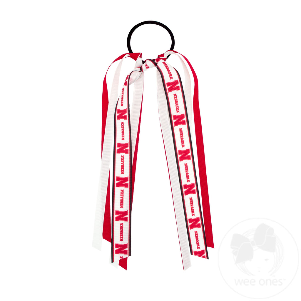Nebraska Logo Print Streamer Ribbons on Ponytail