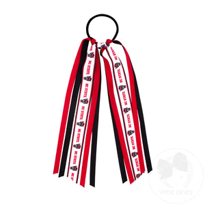 North Carolina State Logo Print Streamer Ribbons on Ponytail