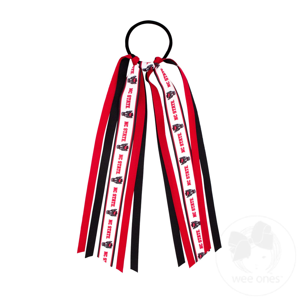 North Carolina State Logo Print Streamer Ribbons on Ponytail