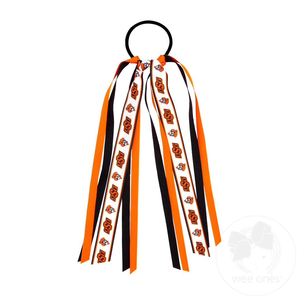Oklahoma State Logo Print Streamer Ribbons on Ponytail