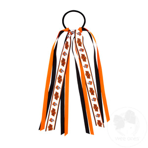 Oklahoma State Logo Print Streamer Ribbons on Ponytail