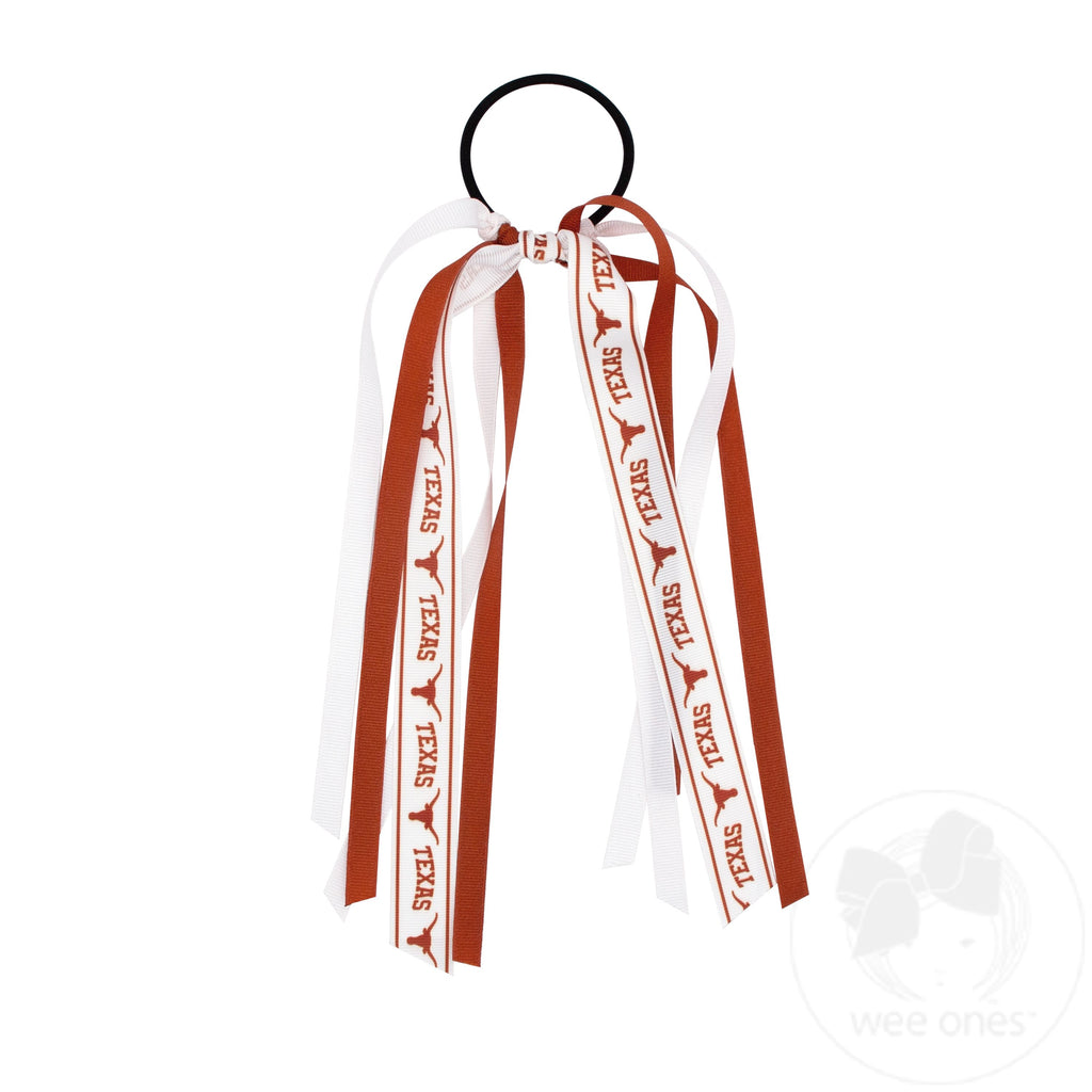 University of Texas Logo Print Streamer Ribbons on Ponytail