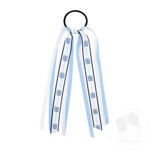 North Carolina Logo Print Streamer Ribbons on Ponytail