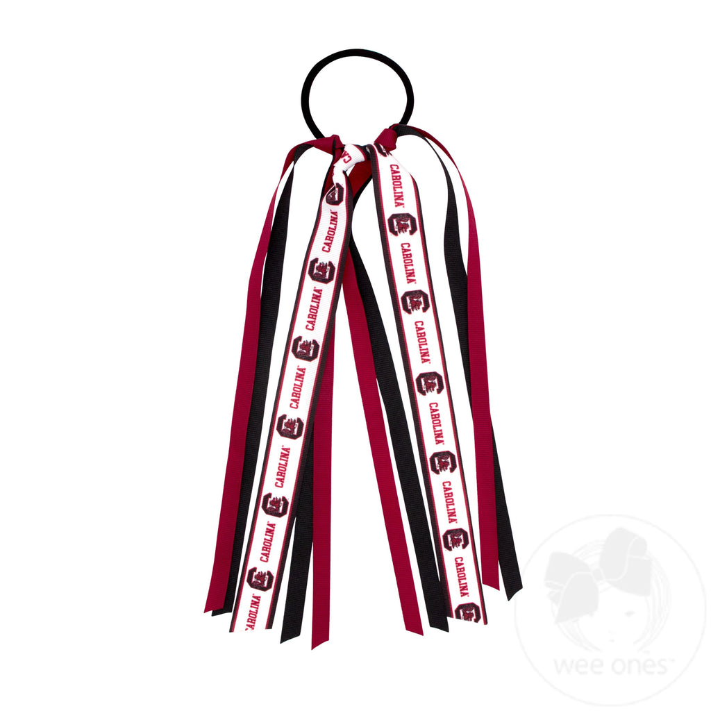 South Carolina Logo Print Streamer Ribbons on Ponytail