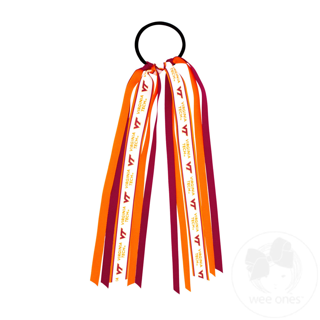 Virginia Tech Logo Print Streamer Ribbons on Ponytail
