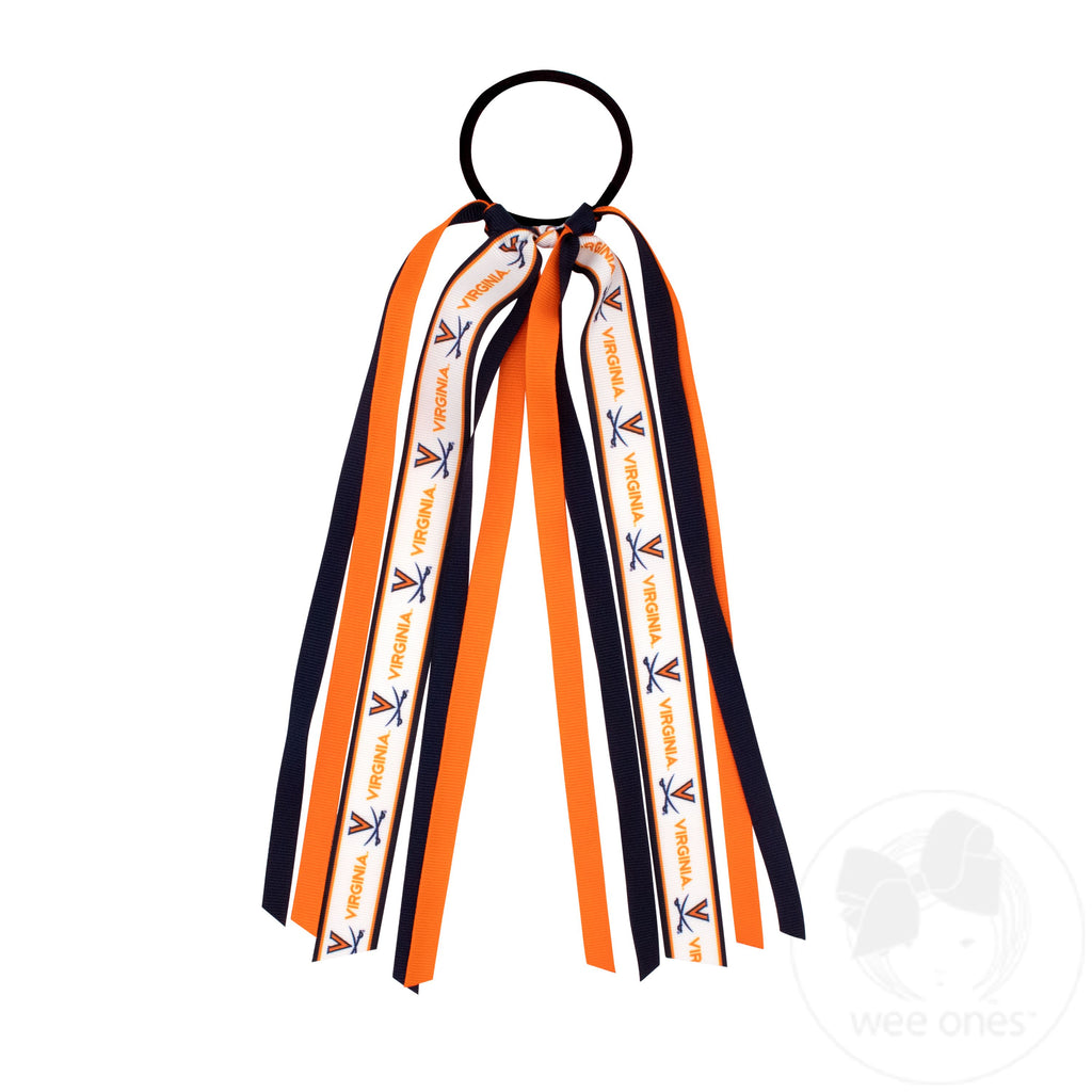 Virginia Logo Print Streamer Ribbons on Ponytail
