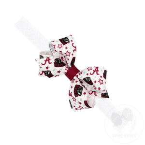 Mini Alabama Logo Print Hair Bow on Baby Band