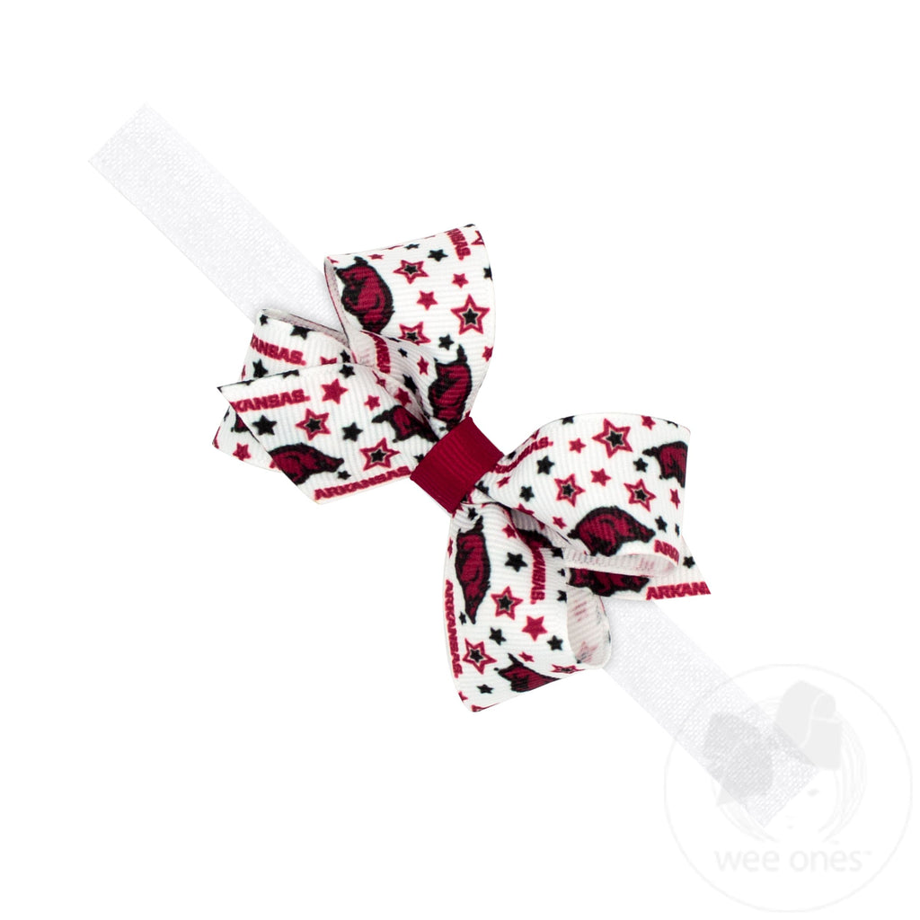 Mini Arkansas Logo Print Hair Bow on Baby Band