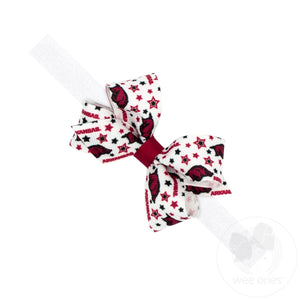 Mini Signature Collegiate Logo Print Grosgrain Hair Bow on Elastic Baby Band