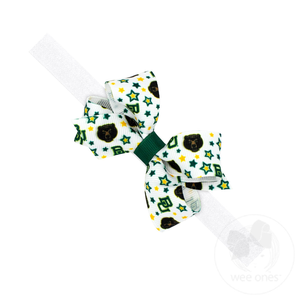 Mini Baylor Logo Print Hair Bow on Baby Band