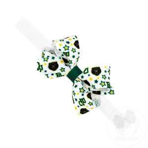 Mini Baylor Logo Print Hair Bow on Baby Band