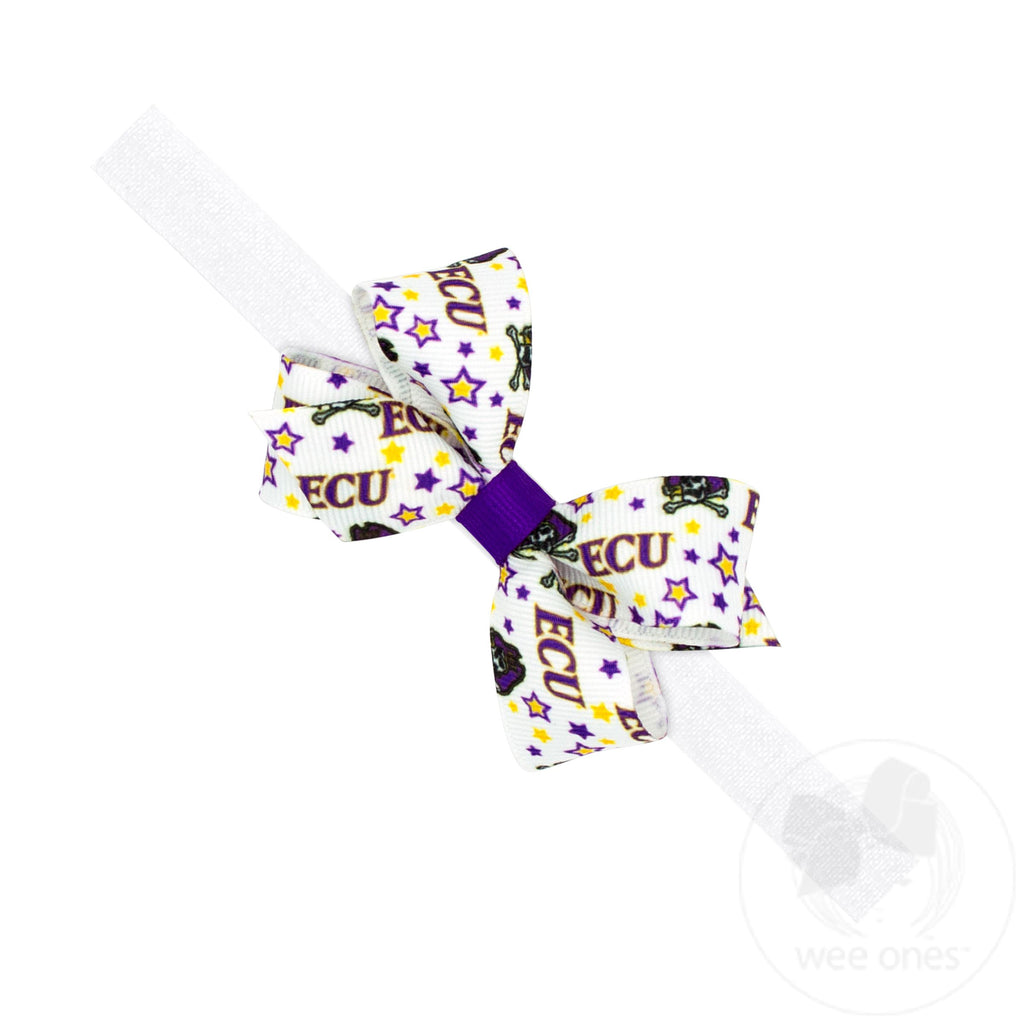 Mini East Carolina Logo Print Hair Bow on Baby Band