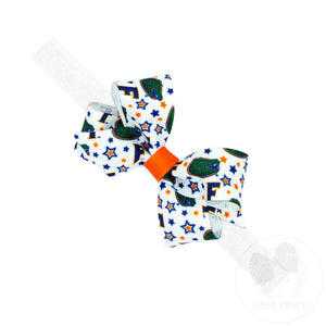 Florida Mini Logo Print Grosgrain Hair Bow on Elastic Baby Band