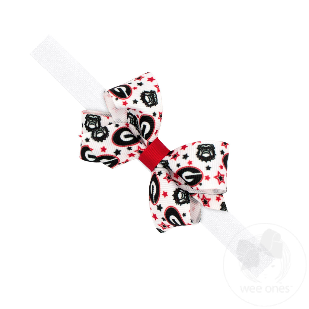 Mini Georgia Logo Print Hair Bow on Baby Band