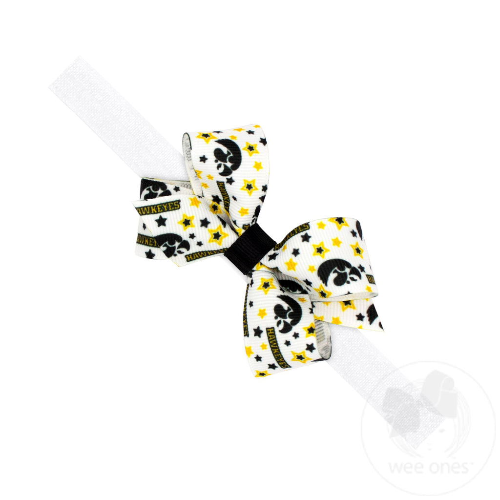 Mini Iowa Logo Print Hair Bow on Baby Band