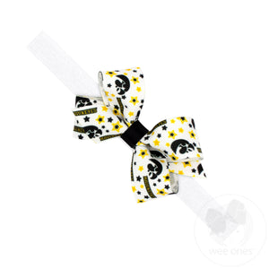 Mini Iowa Logo Print Hair Bow on Baby Band