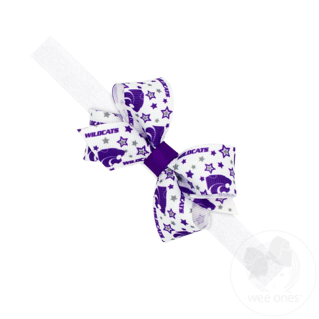 Mini Kansas State Logo Print Hair Bow on Baby Band